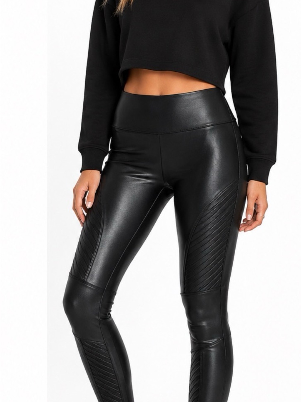 SPANX faux-leather moto leggings,  size  M (Medium).
